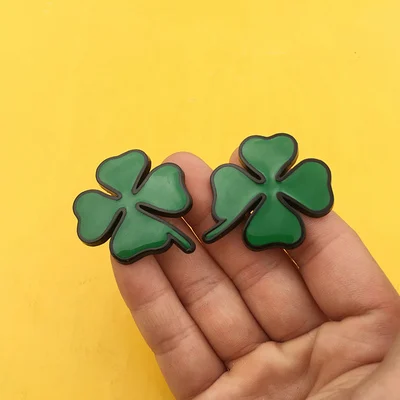 3D Metal Car Sticker Green Lucky Four Leaf Clover Fender Front Grille Emblem For Alfa Romeo 4C 8C Rear Trunk Badge Accessories