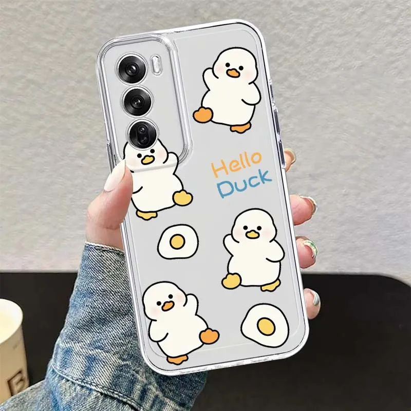 Duck Cartoon Cute Anime Art Case For OPPO A11 A16 A55 A56 A57 A72 A52 A73 A74 A54 A76 A78 Find X5 X6 X7 Ultra Pro 5G Transparent view 5