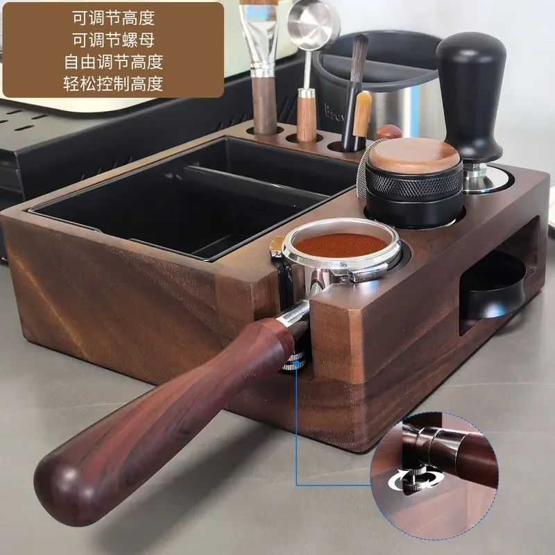 Coffee powder pressing seat Solid wood filling base Powder pressing pad Italian coffee machine handle support frame Appliance