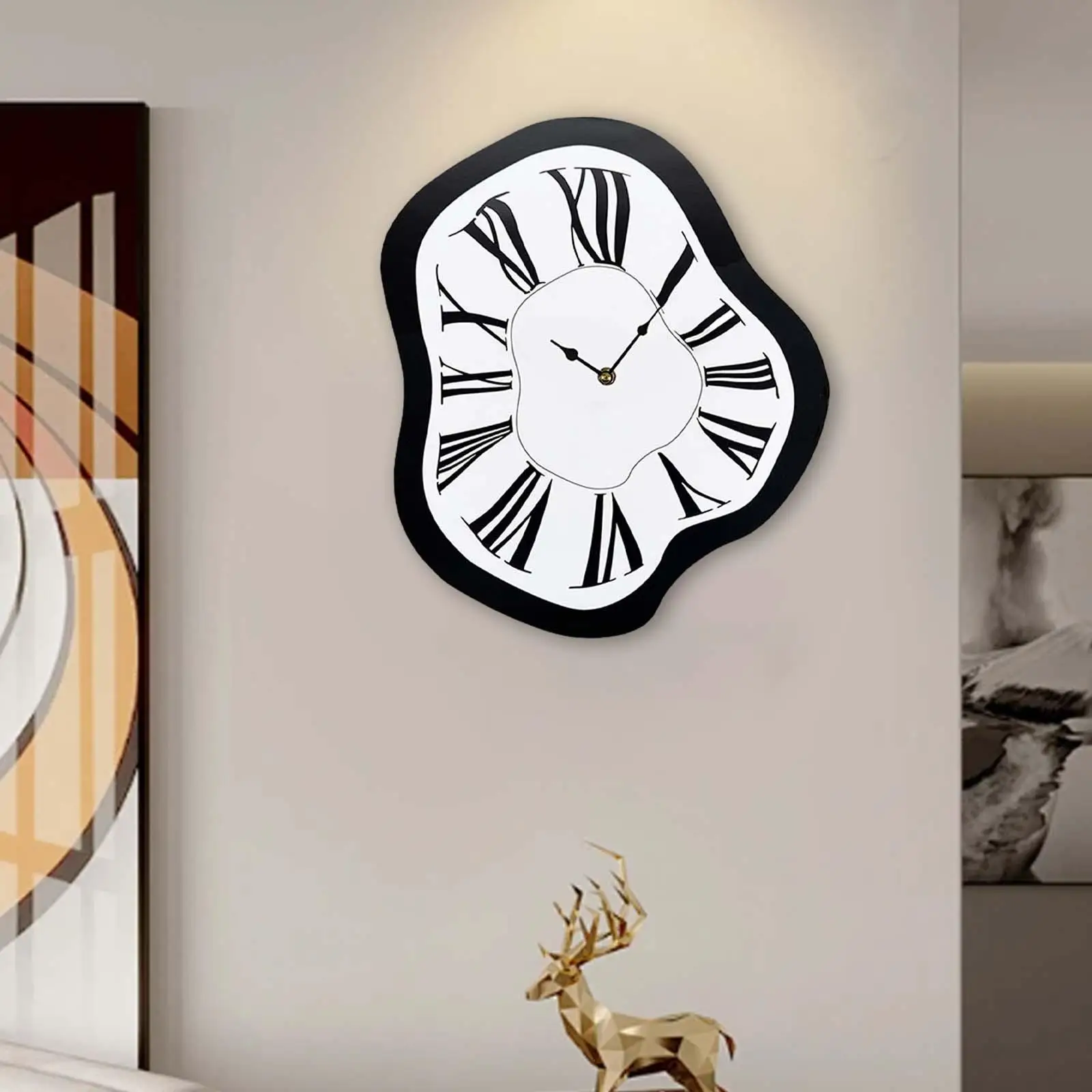 Horloge murale distordue de 12 pouces, horloge murale d'intérieur, horloge torsadée, horloge créative fondante, horloges distordues pour salon, décorative
