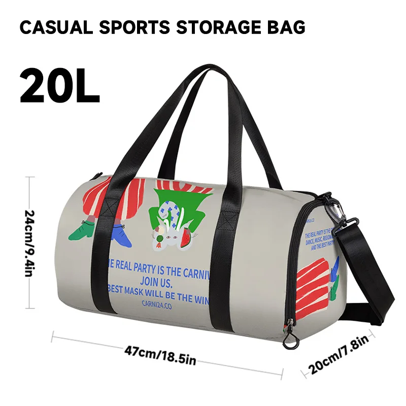 

National Tide Cartoon Features Travel Training Swimming Dry Wet Separation Independent Shoe Bin Lightweight Sports Fitness Bag