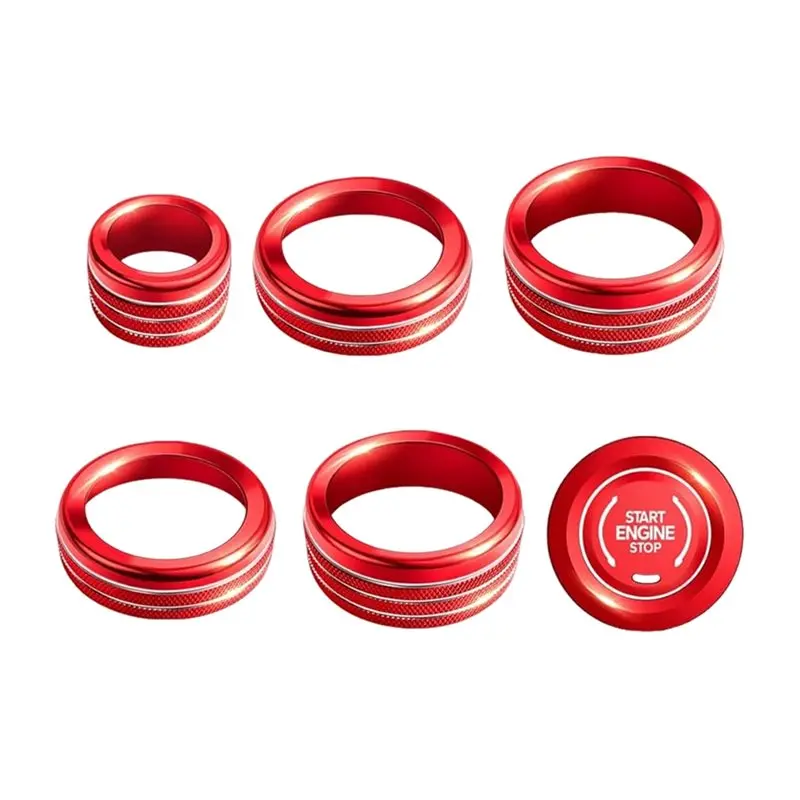Reliable-Car Decor For Trimfor 22-23 Chevy Silverado 7Pcs Aluminum Alloy Knob Covers Start Button, AC, Volume, Light& Mode Dial