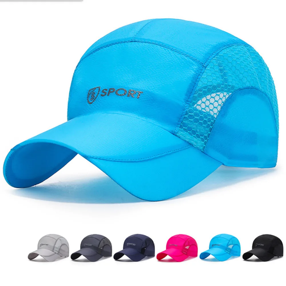 Summer Men Mesh Cap Cycling Running Cap Baseball Tennis Hat Breathable Quick Dry Hat Bone Snapback Women Climbing Running Sport