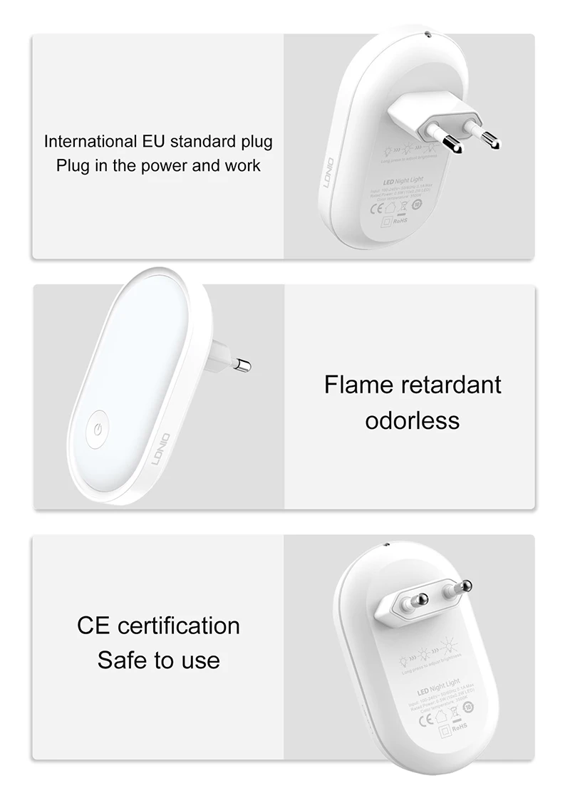 LED Night Light Wall Lamp EU Plug Light Control Induction Energy Saving Environmental Protection Bedroom Lamp Home Decor Q