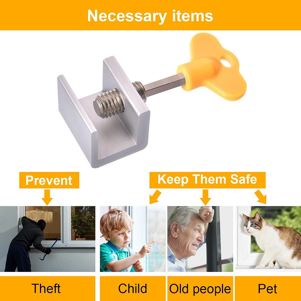 Window Security Key Lock Safety Adjustable Sliding Child Safety Anti-theft Door Stopper