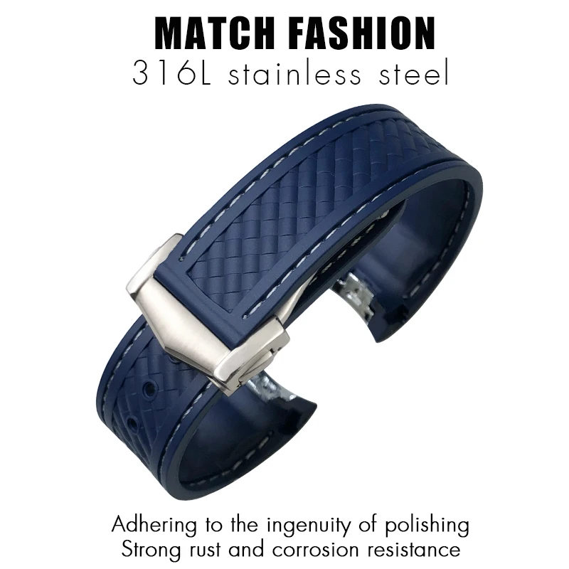 Curved End Rubber Watchband 20mm for Omega Seamaster AT150 Watch band Co-Branded Planet Series Moon Mercury Silicone Watch Strap