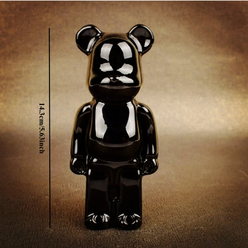 Crystal Bear Home Decoration, 14.3cm Transparent Black Block Bear Trendy Doll Decoration Gift