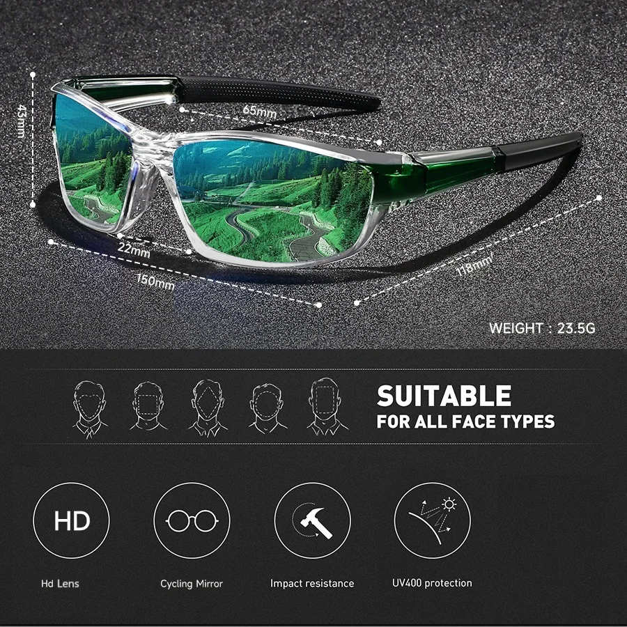 Moda Vintage Clear Driving Fishing Cycling Sportowe okulary przeciwsłoneczne Mężczyźni Kobiety Bieganie Alpinizm Sportowe okulary przeciwsłoneczne UV400
