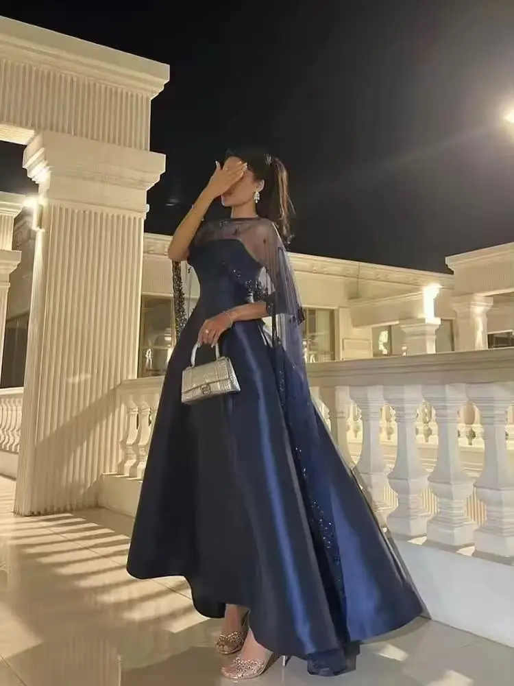 فساتين سهرة نسائية فاخرة مخصصة بالترتر للمناسبات الخاصة شال بدون أكمام بدون ظهر حفلة المملكة العربية السعودية