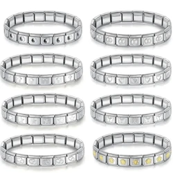 2024 Crown Stainless Steel Horse Italian Charm Link Bracelet Cat DIY Making Pentagram Italy Module Bangle Spliceable Hand Chain