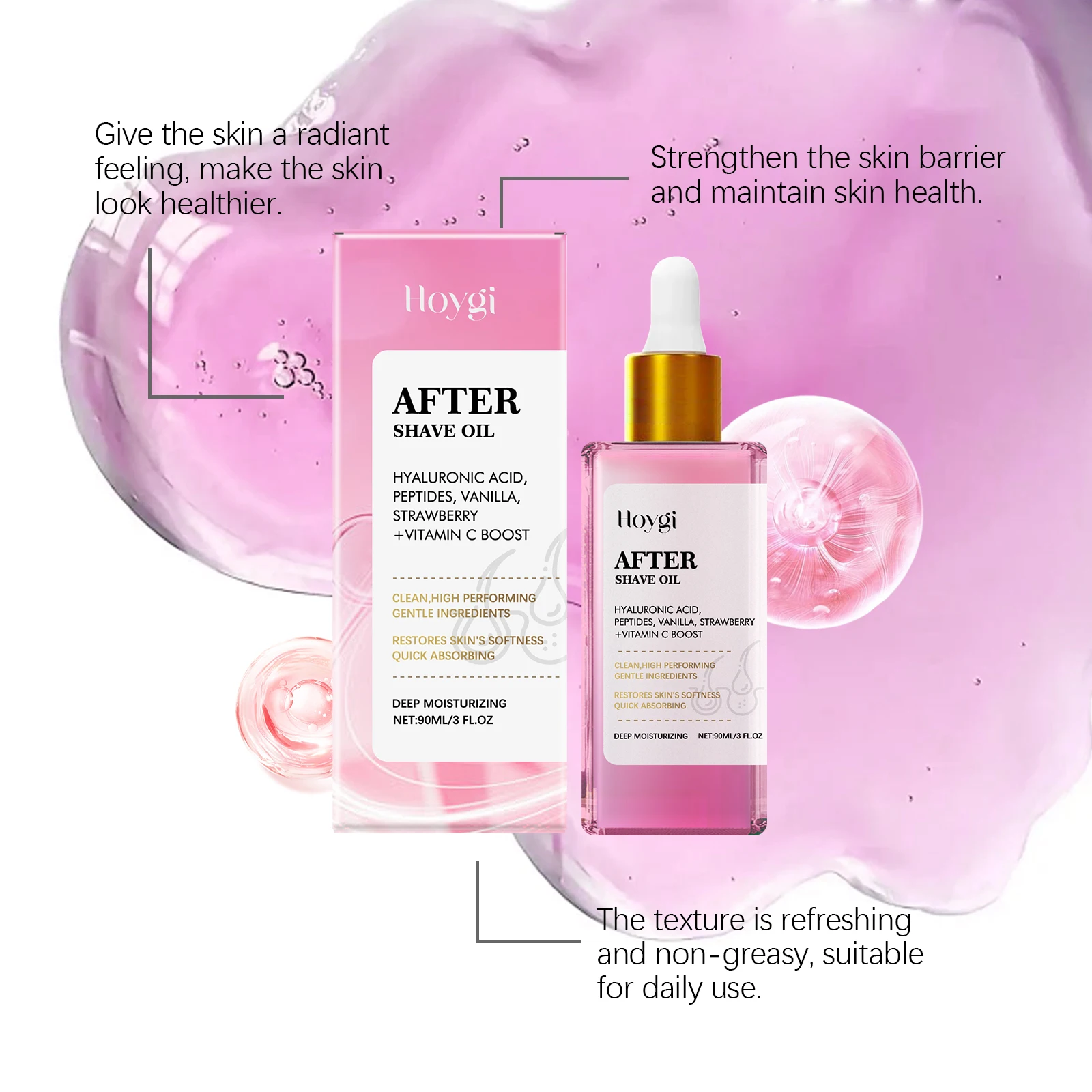 90ML Strawberry Scent After-shaving Oil Moisturizing Enhance Smoothness Nourishing Pores Improve Texture Daily Care Body Oil