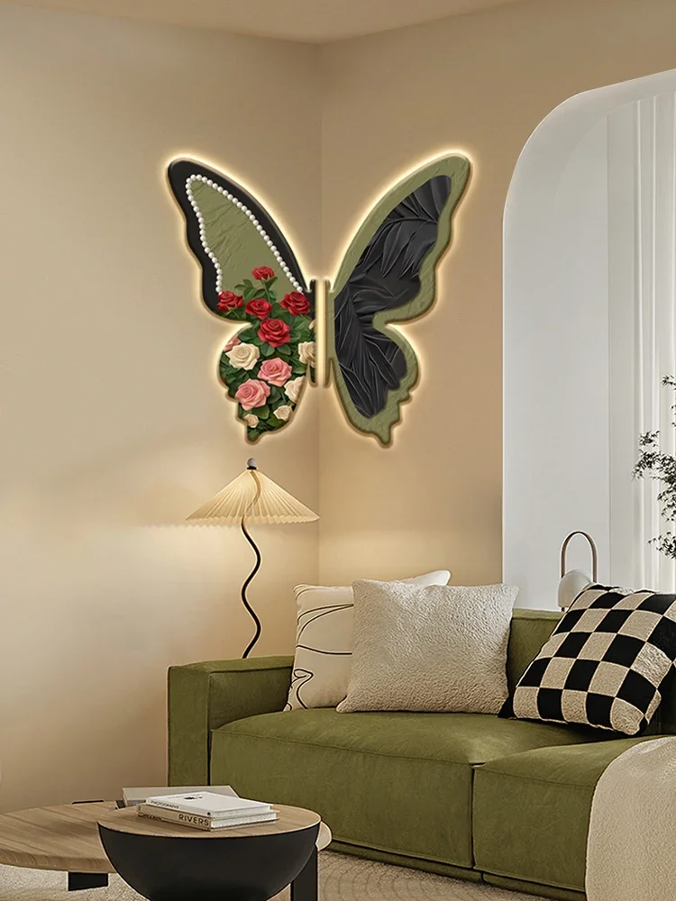 Middle ancient style corner decoration painting style retro butterfly high-end wall lamp corner corridor corridor corridor