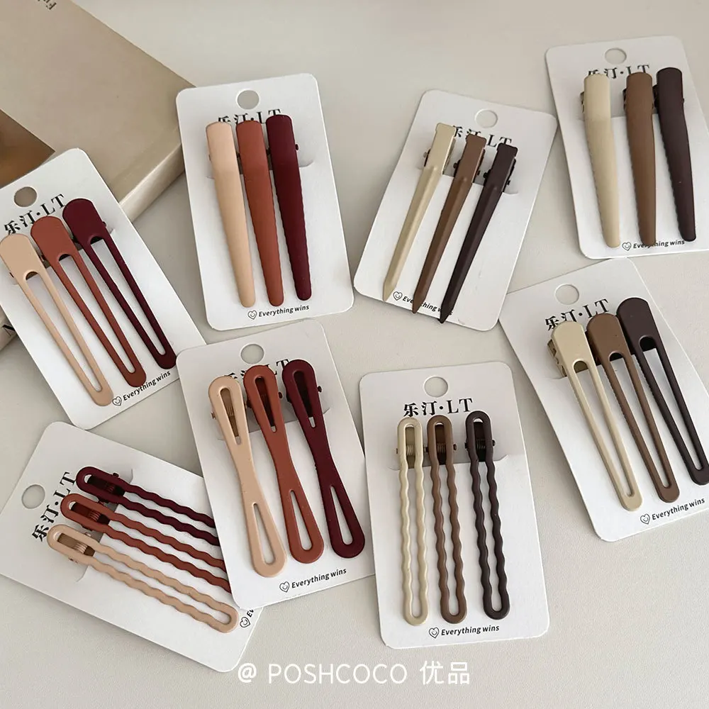 

Матовые зажимы в виде утконоса, 3 шт., нескользящие заколки для волос длиной 8 см для укладки волос