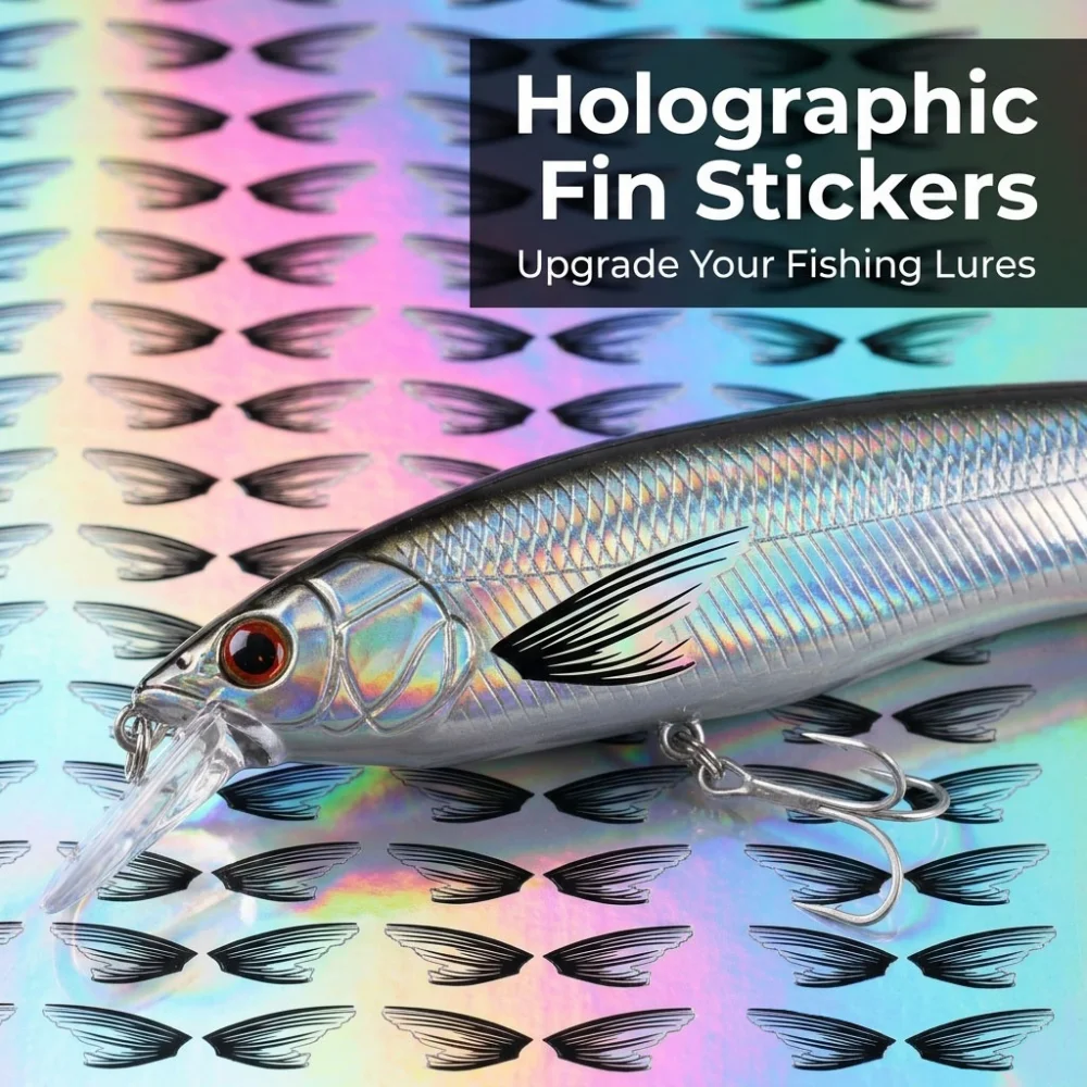 2CM Holographic Pectoral Fin Sticker Waterproof Self Adhesive Small Fishing Lure Decal Hologram Fish Fin Stickers Craft Wings