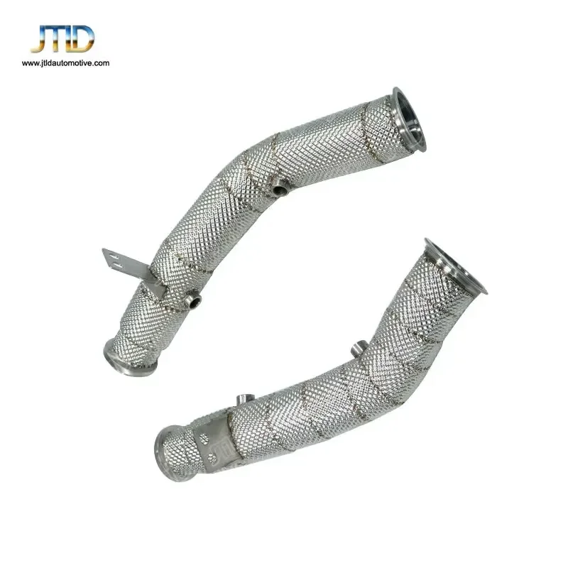 JTLD High Performance 76mm 304SS Turbo Downpipes for Mercedes-Benz M276 C43 AMG W205 Left Hand Drive with Heat Shield