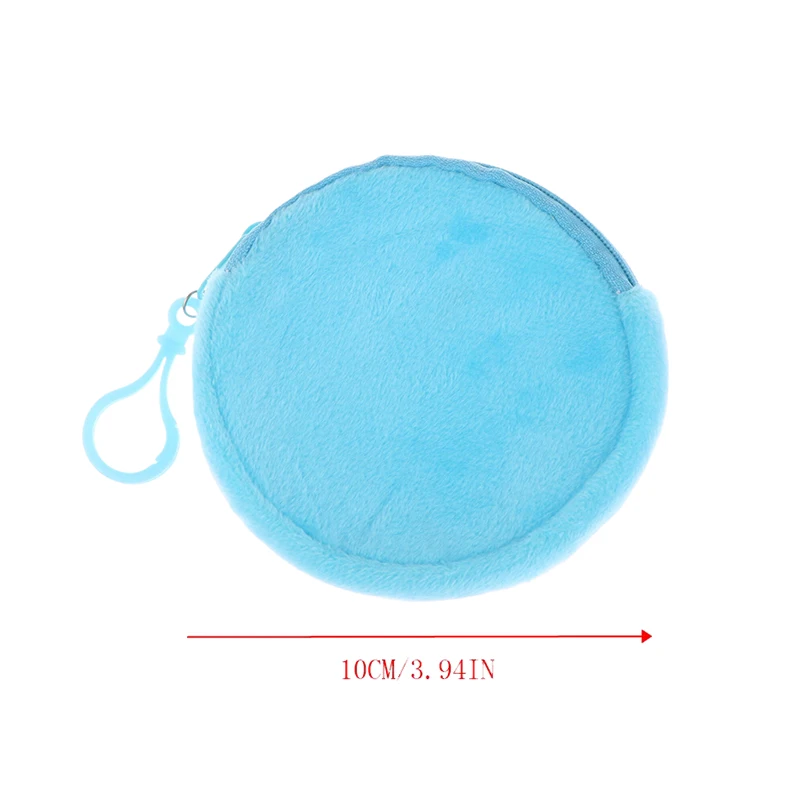 10cm Color Round Zipper Plush Coin Bags Small Money Coin Pouch Wallet Portable Keyring Keychain Earphone Storage Bags Organizer