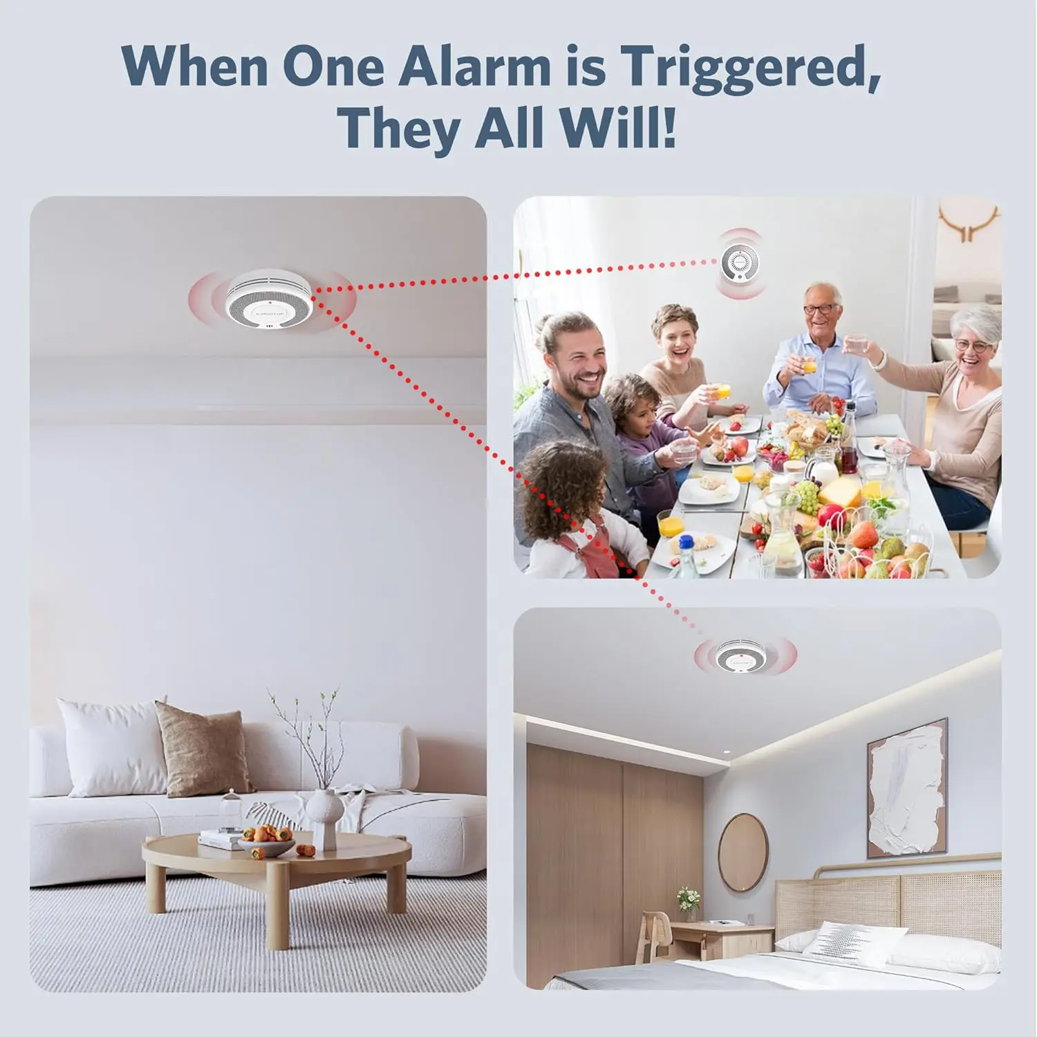 Wireless Networked Smoke Detector, Fire Detector with 10 Year Battery & LED Indicator, 250 m Transmission Range, VS03F
