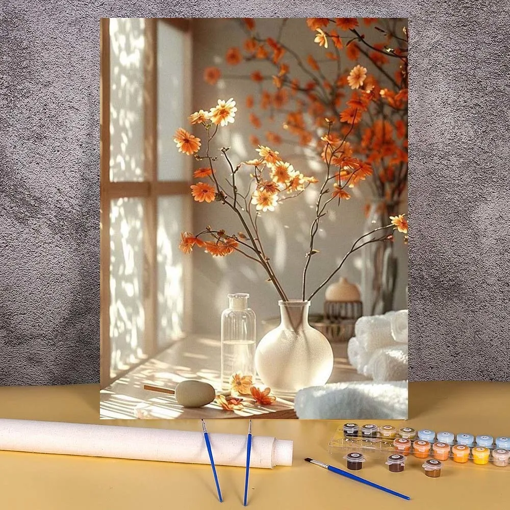 

Акриловая картина по номерам Цветы Ваза Раскраска по номерам для взрослых Подарочная картина своими руками Краска Домашний декор для стены гостиной