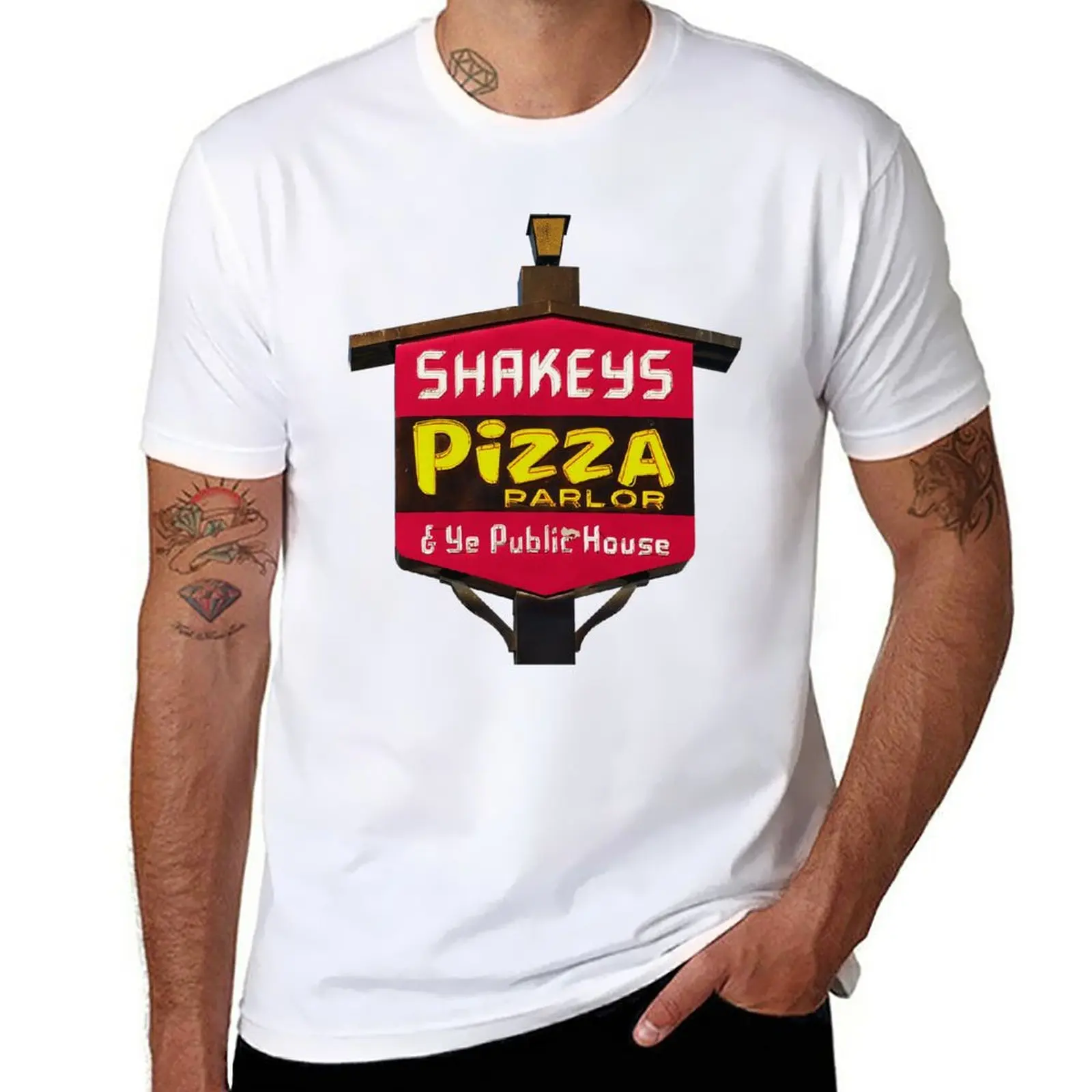 New Realistic Rendering of Classic 70s Shakey's Pizza Parlor Marquee T-Shirt tees funny t shirts for men