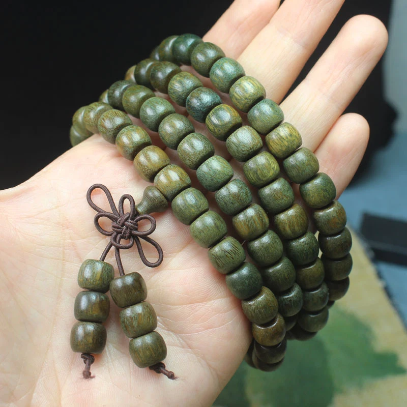 Pulsera Budista de Cuentas de Madera de Sándalo Verde y Manzana, 108 Cuentas, Cuentas de Oración Perfumadas, Unisex, Suministro a Largo Plazo Disponible