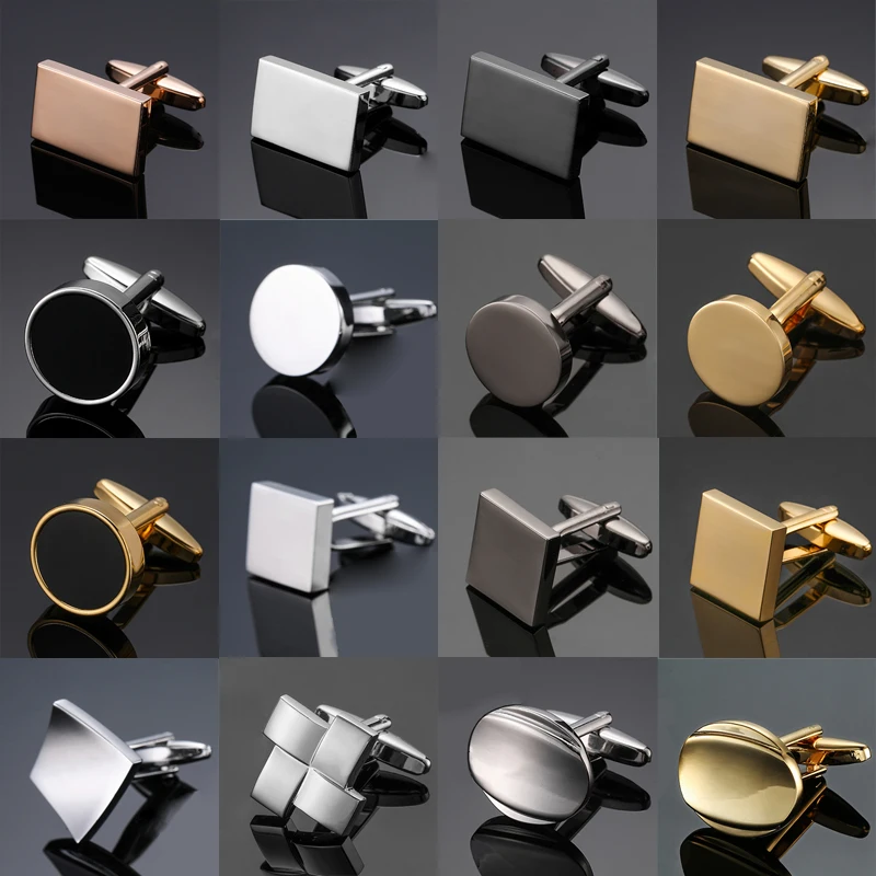 

New copper material fashion jewelry round square smooth enamel design men's French shirt cufflinks