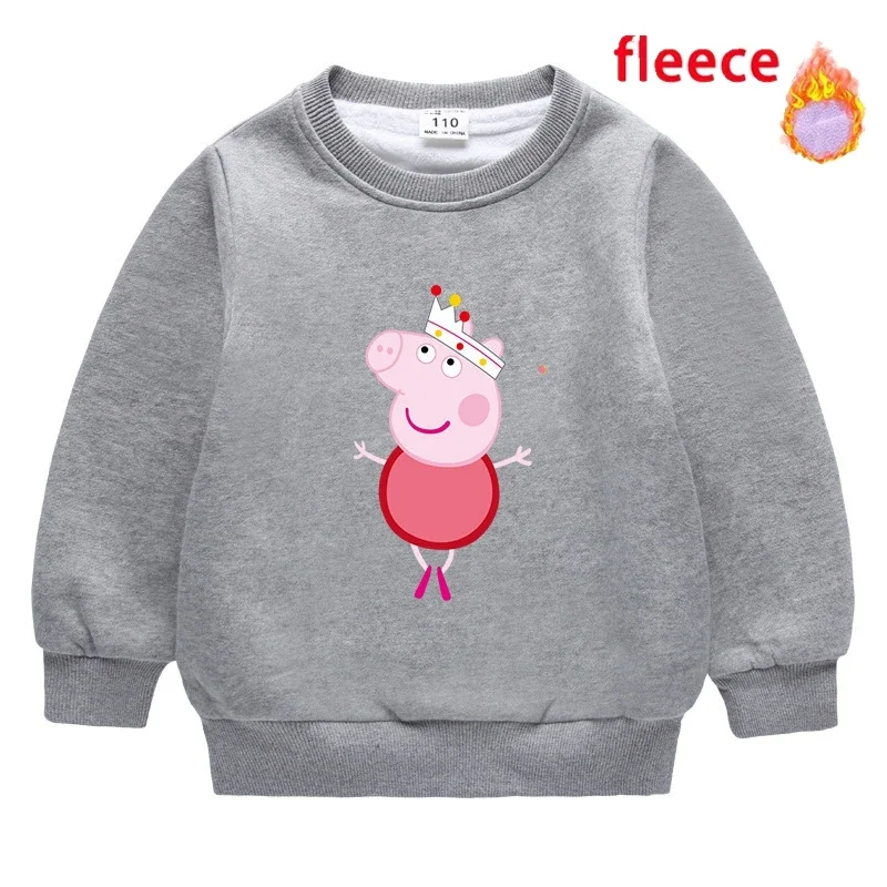 Suéter de dibujos animados de la serie Peppa Pig para niños, Top de doble capa de Color, muñeca móvil George, suéter de felpa para niña, regalo para