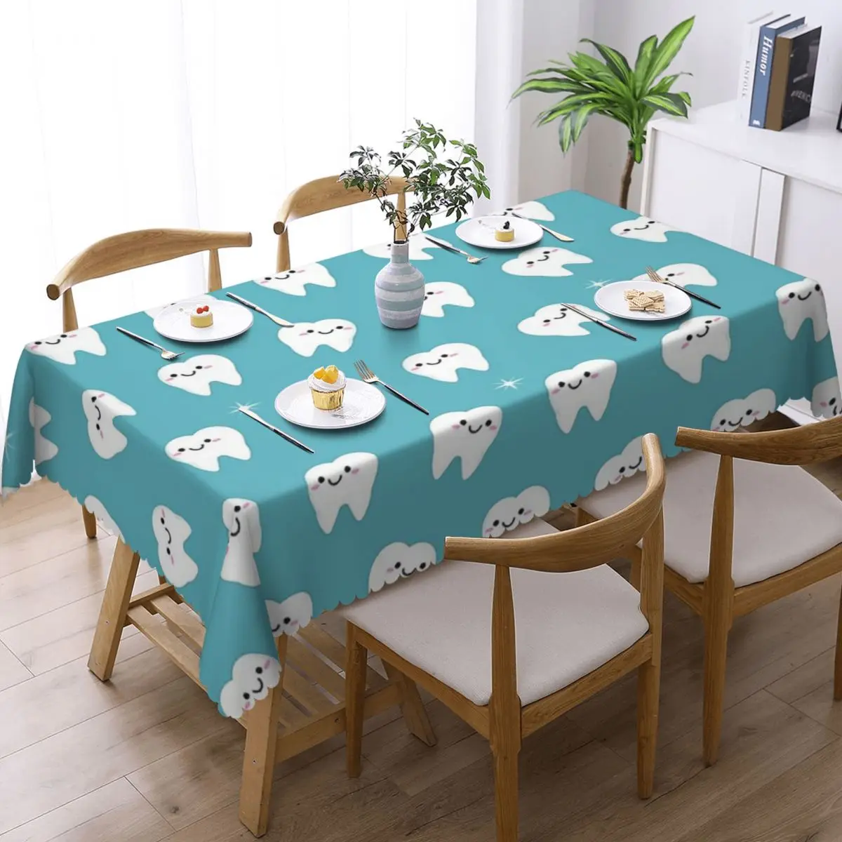 Dentist Tooth Teeth Tablecloth Restaurant Kitchen Rectangular Tablecloth Festival Party  Tablecloth Dining Table Cover