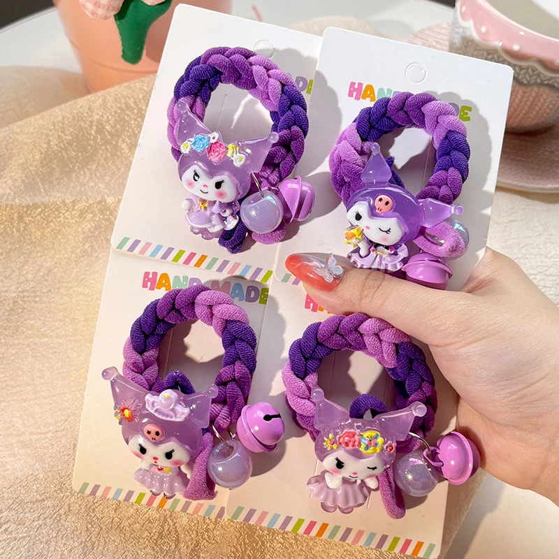 Kawaii Sweet Anime Kuromi Woven Rope Hair Rope For Women Girls Sweet Cute Cartoon Headdress Hair Bands Accessories Gifts