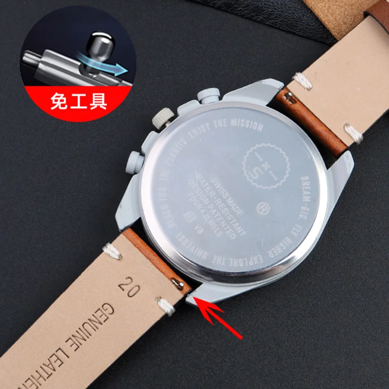 Handmade Italian genuine leather strap suitable for Fossil FS5088 FS5380 men's TIMEX Quick Release 20 22mm wristband accessory20