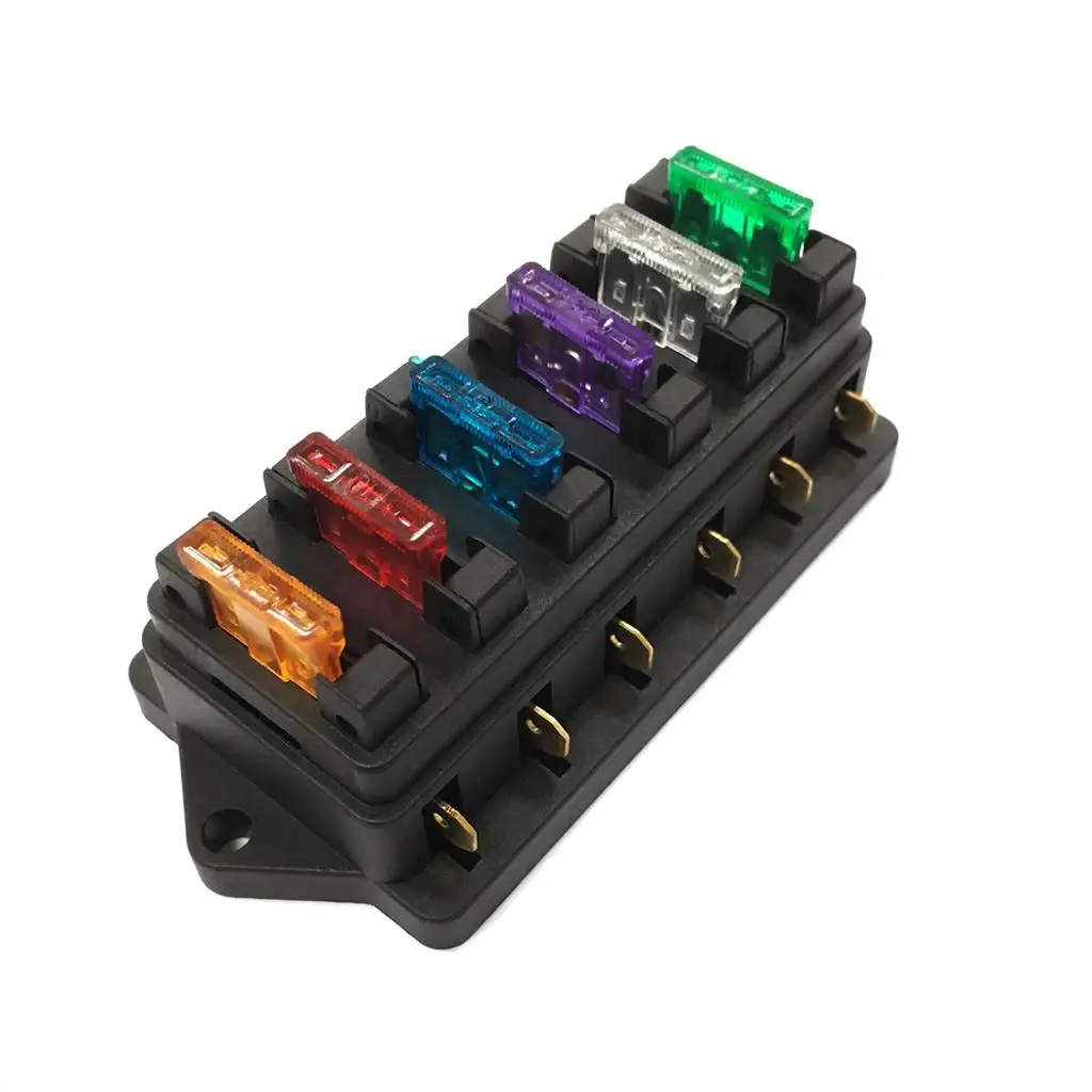 12V-24V Car 6 Way Circuit Standard Blade Fuse Box Holder Distribution Block