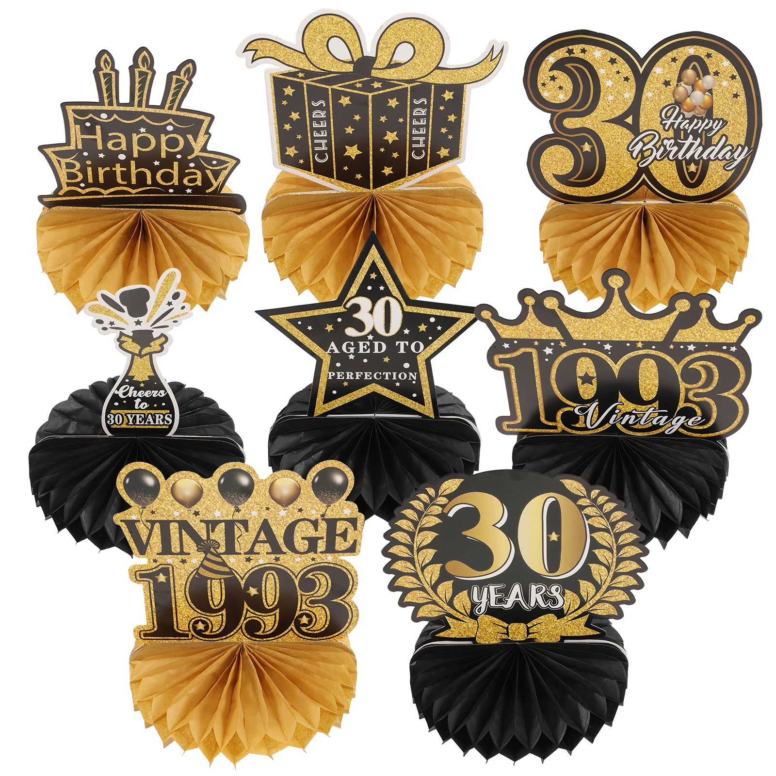 

Birthday Honeycomb Decoration Decorations Party Table Honeycombs Golden Centerpiece The Sign Centerpieces Happy