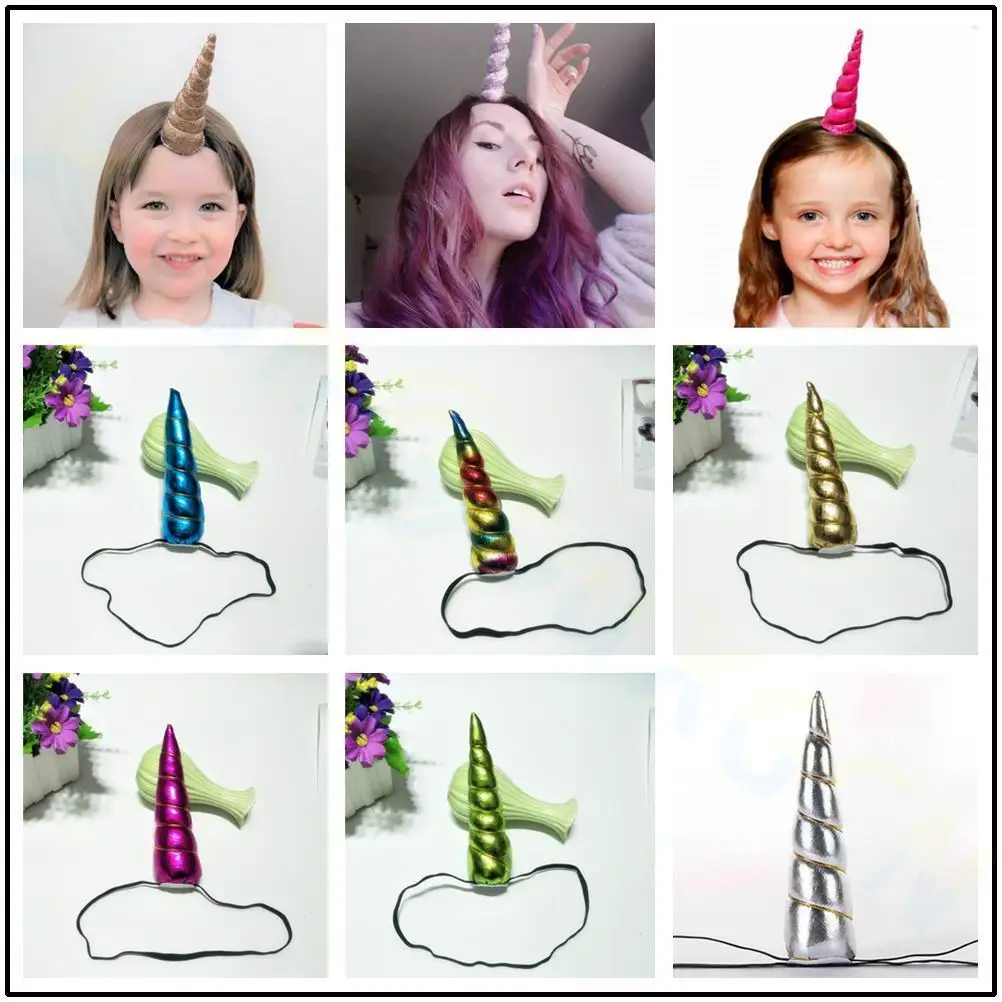 Women Kids Headband Unicorn Horn Hair Band Halloween Party Headwear hair clip Children\'s Day decoration hair hoop headdress