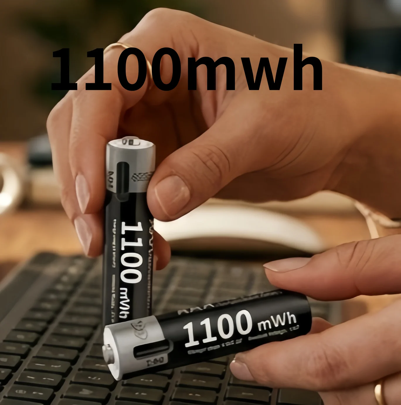 

1.5V AAA USB Rechargeable Battery, 1100mWh Type-C Direct Charge, 4-in-1 Cable for Toys & Camera