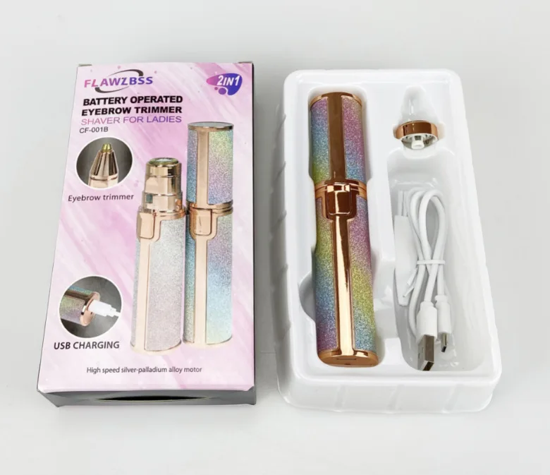 2 IN 1 Electric Epilator Eyebrow Trimmer Portable Female Body Facial Lipstick Shape Hair Removal Women Painless Razor Shaver
