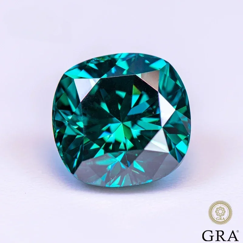 Moissanite cor natural verde esmeralda almofada corte vvs1 com certificado gra para encantos de pedras preciosas materiais de fabricação de jóias superiores