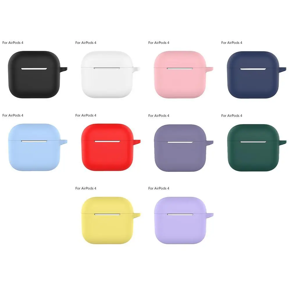 For 2024 Airpods 4 Wireless Bluetooth Headset Trial Switch Broadband Port Silicone Cover One-piece Soft Shell Solid Color Fashio