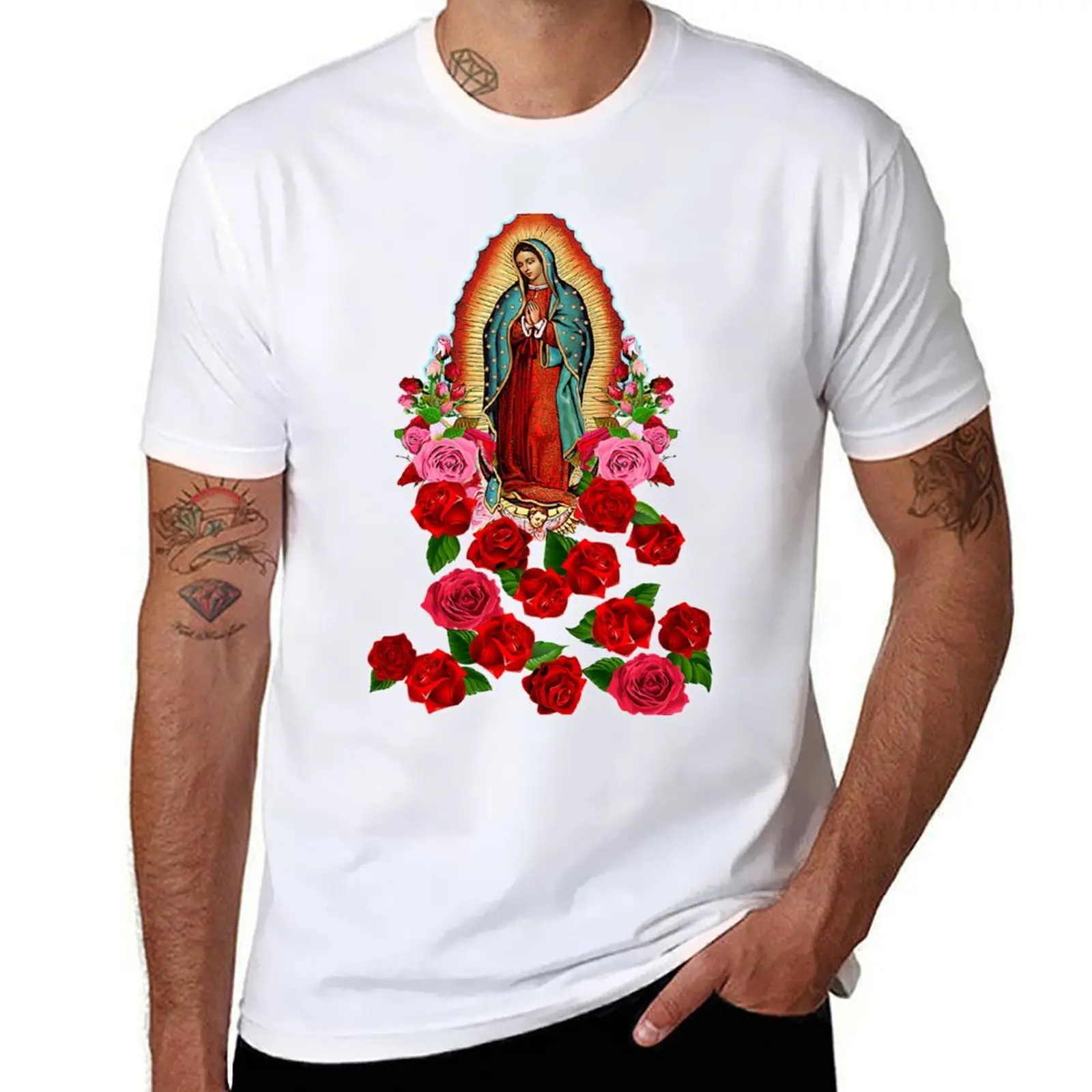 Nuestra Señora de Guadalupe, Virgen de Guadalupe, camiseta para hombre, Camiseta de algodón para hombre, Camiseta de algodón 100%