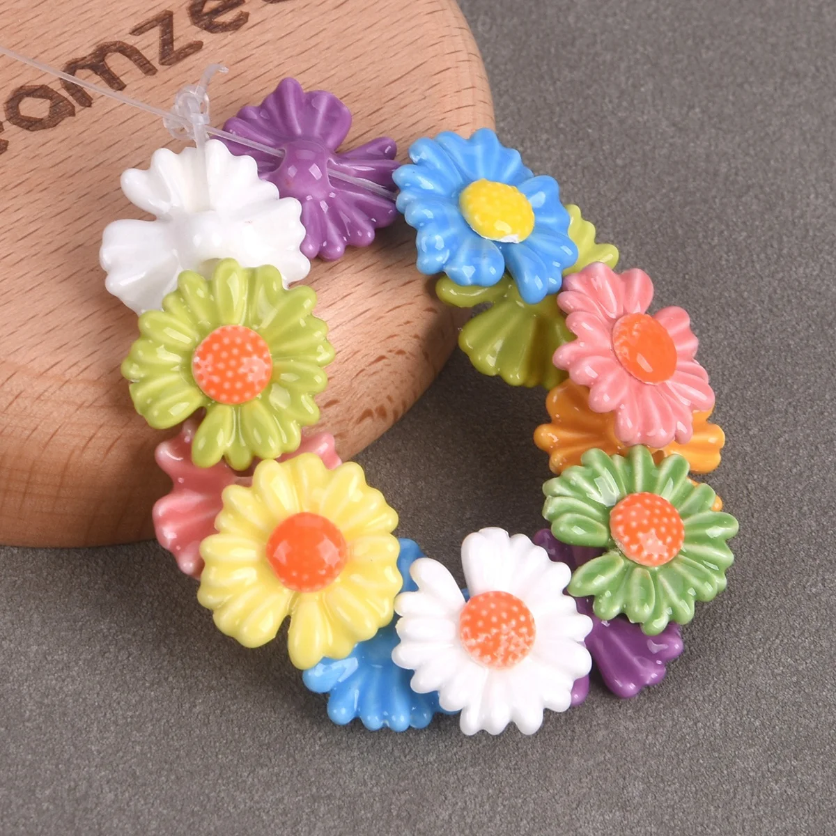 10PCS 18mm Colorful Glazed Daisy Flower Shape Loose Ceramic Porcelain Beads For Jewelry Making DIY Crafts Findings