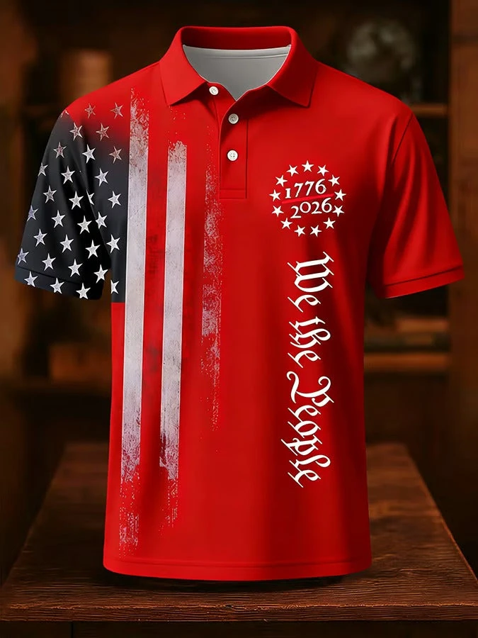 Trending Hot Sale USA Flag Men Polo Shirt Retro Tone Breathable Short Sleeve Top Independence Day Pool Vacation Daily Look