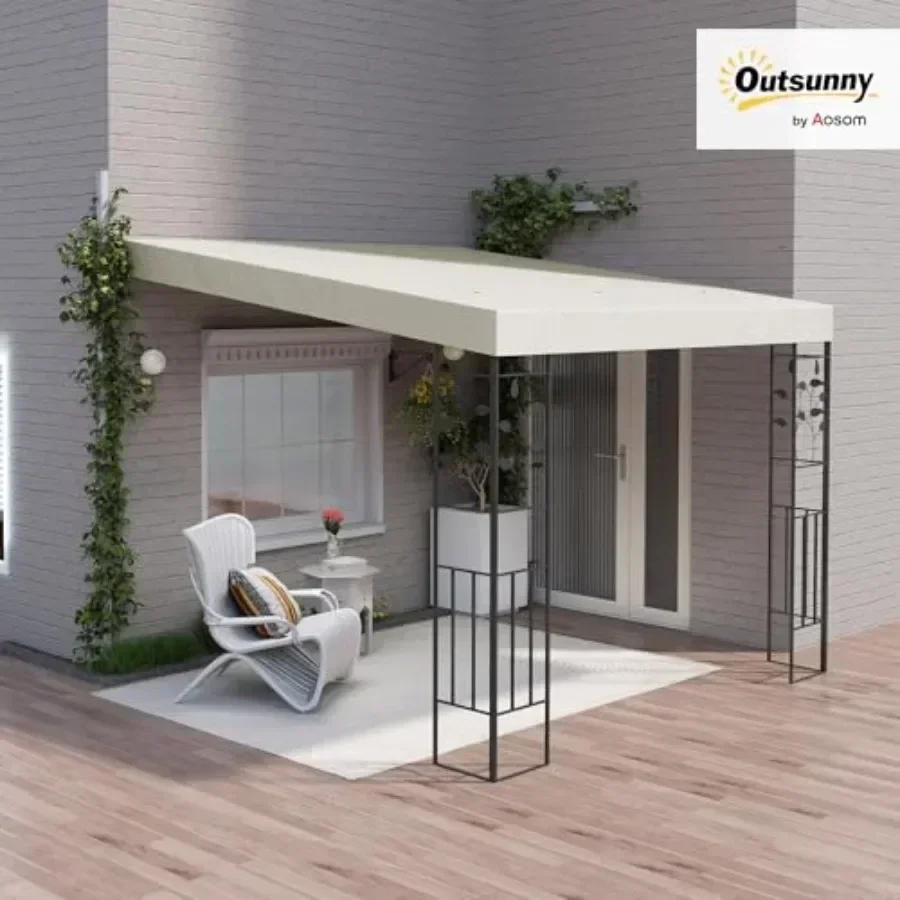 10' x 10' Outdoor Pergola  Metal Patio  with Weather-Resistant Fabric and Drainage Holes for Backyard Garden Porch Beach