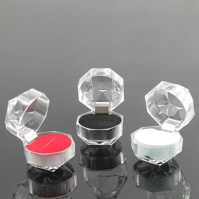 Wholesale Acrylic Crystal Ring Boxes Jewelry Storage Display Box Ring Organizer Case Clear Package Box for Jewelry Collection