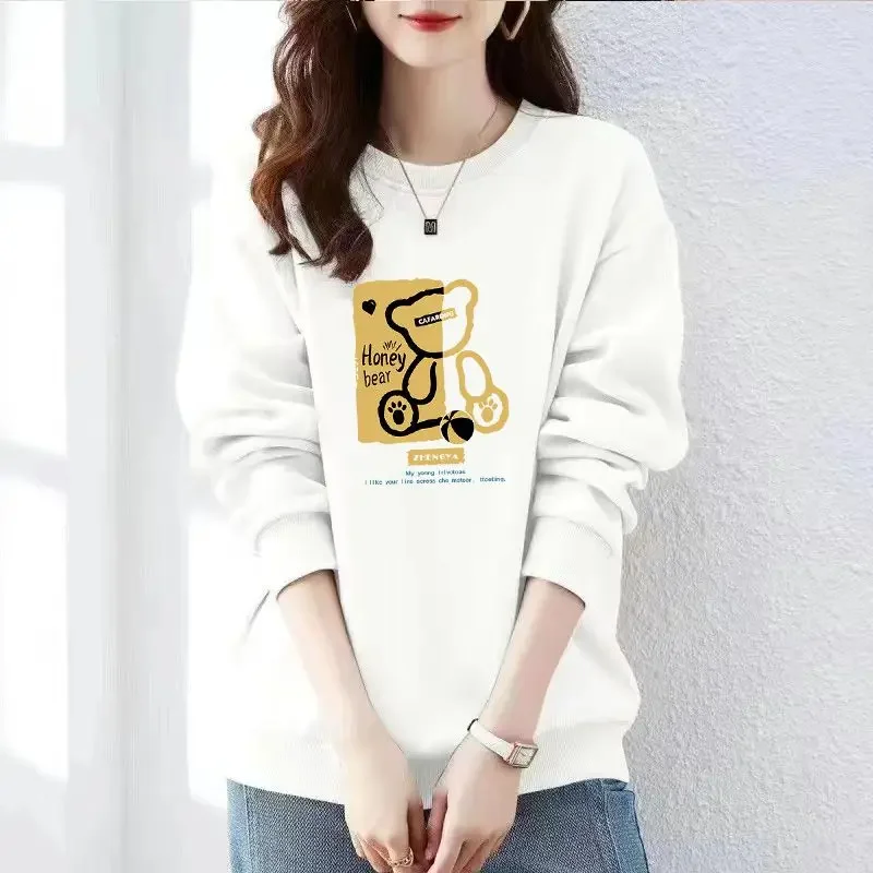 

Women's Age Reduction Plus Velvet Thick Top Trendy Long-sleeved Round Neck Sweatshirt Women's New Simple and Versatile