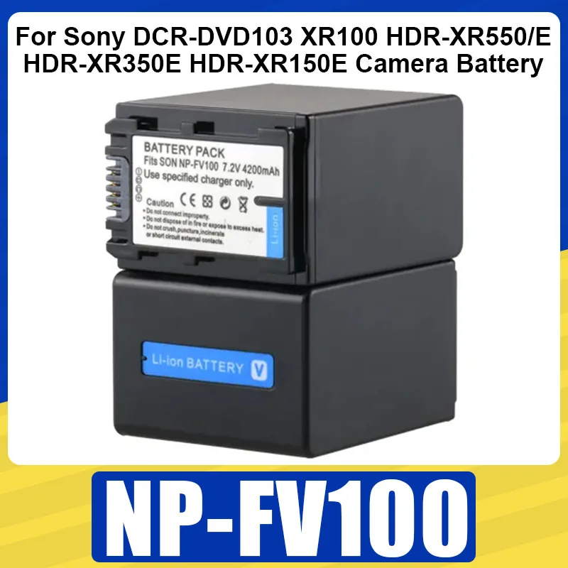 NP-FV100 Battery 4200mAh Rechargeable Batteries for Sony DCR-DVD103 XR100 HDR-XR550/E HDR-XR350E HDR-XR150E Camera Battery