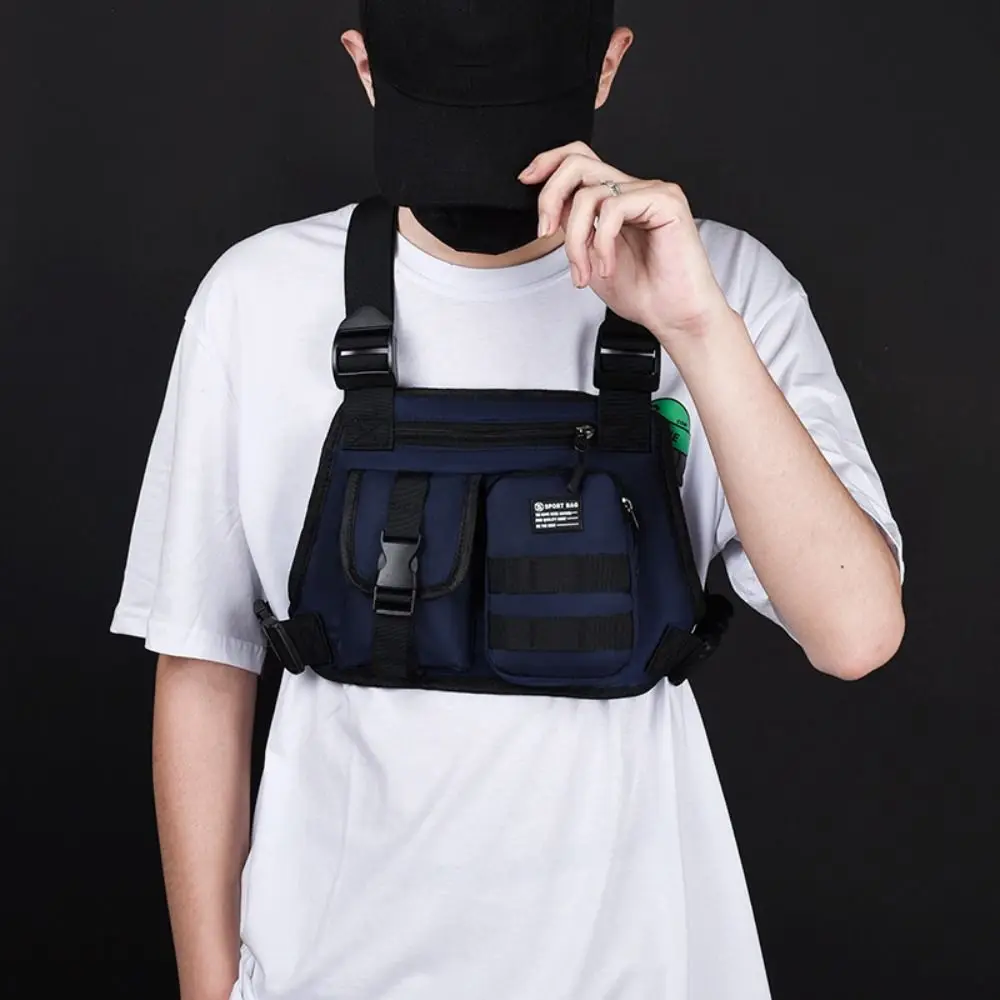 Casual Oxford Cloth Fashion Chest Bag Large Capacity Multi Pocket Men Vest Bag Mountaineering Bag Waterproof Outdoor Sports Bag