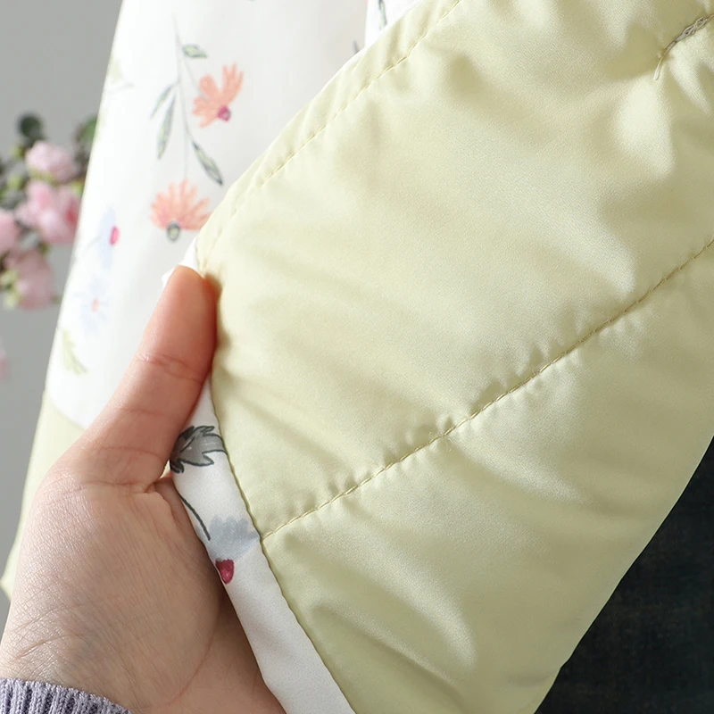 Ciepły, luźny płaszcz bawełniany w dużym rozmiarze z kwiatowym wzorem, chiński płaszcz bawełniany, zimowy płaszcz do dojazdów do pracy, modny, regularny krój.