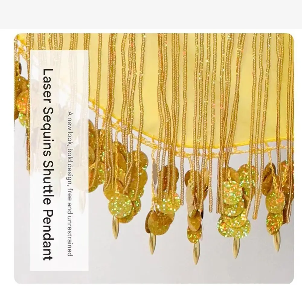 Goldene Münzen Bauchtanz-Pailletten-Taillenkette Glitzernde Pailletten Lange Quasten Bauchtanz-Münzgürtel Verstellbar Handgefertigt – Detail 3