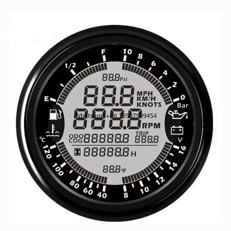 

10Bar Automotive Meter 6-in-1 GPS Speedometer Tachometer with Fuel Temp Oil Pressure Gauge for Truck Car 12V