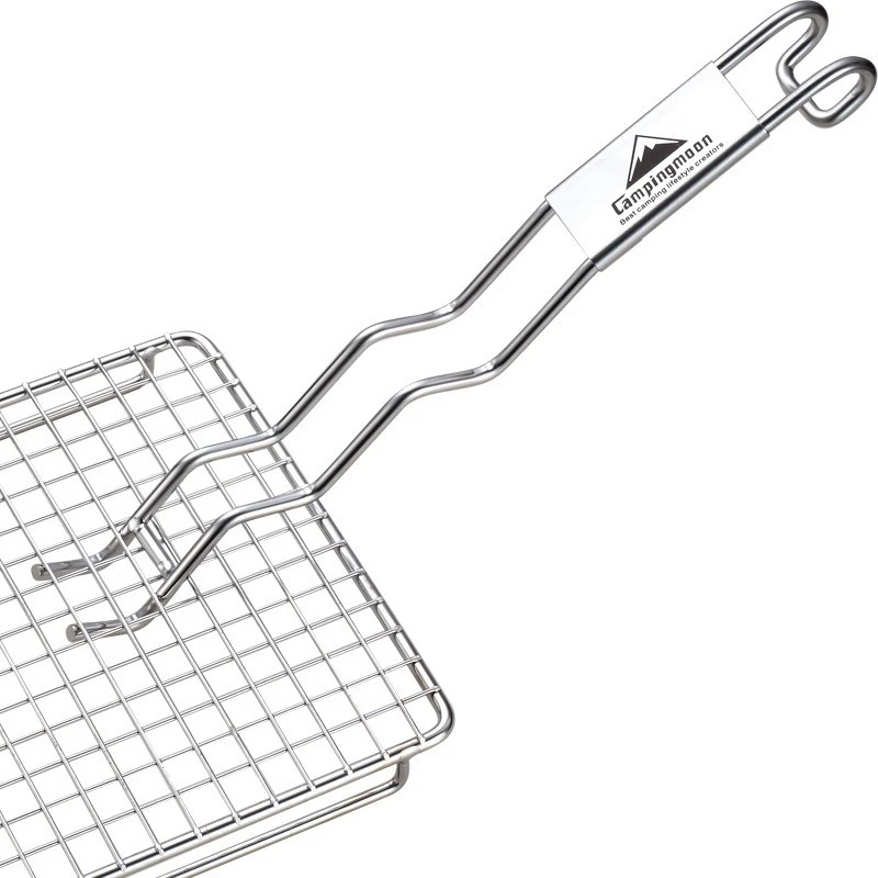 

CAMPINGMOON S200 Food Grade 304 Stainless Steel Barbecue Mesh Fork Outdoor Camping Barbecue Grill Pan Fork