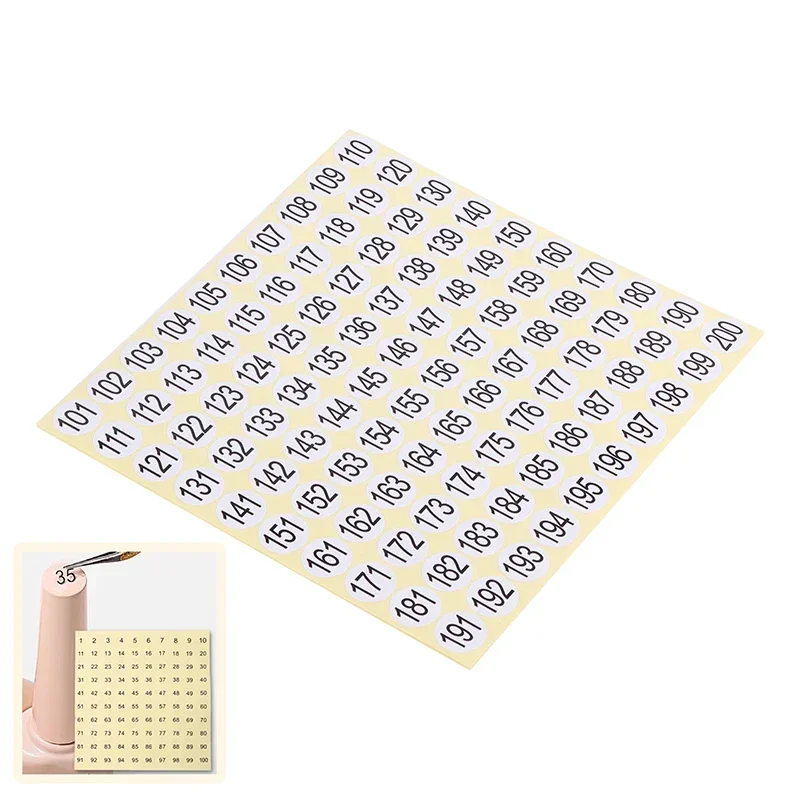 15シート 1-200 ネイルポリッシュ番号ステッカーラベル ジェルネイル用接着剤ボトル 口紅 ネイルチップ ディスプレイマーク ナンバリング マニキュアツール
