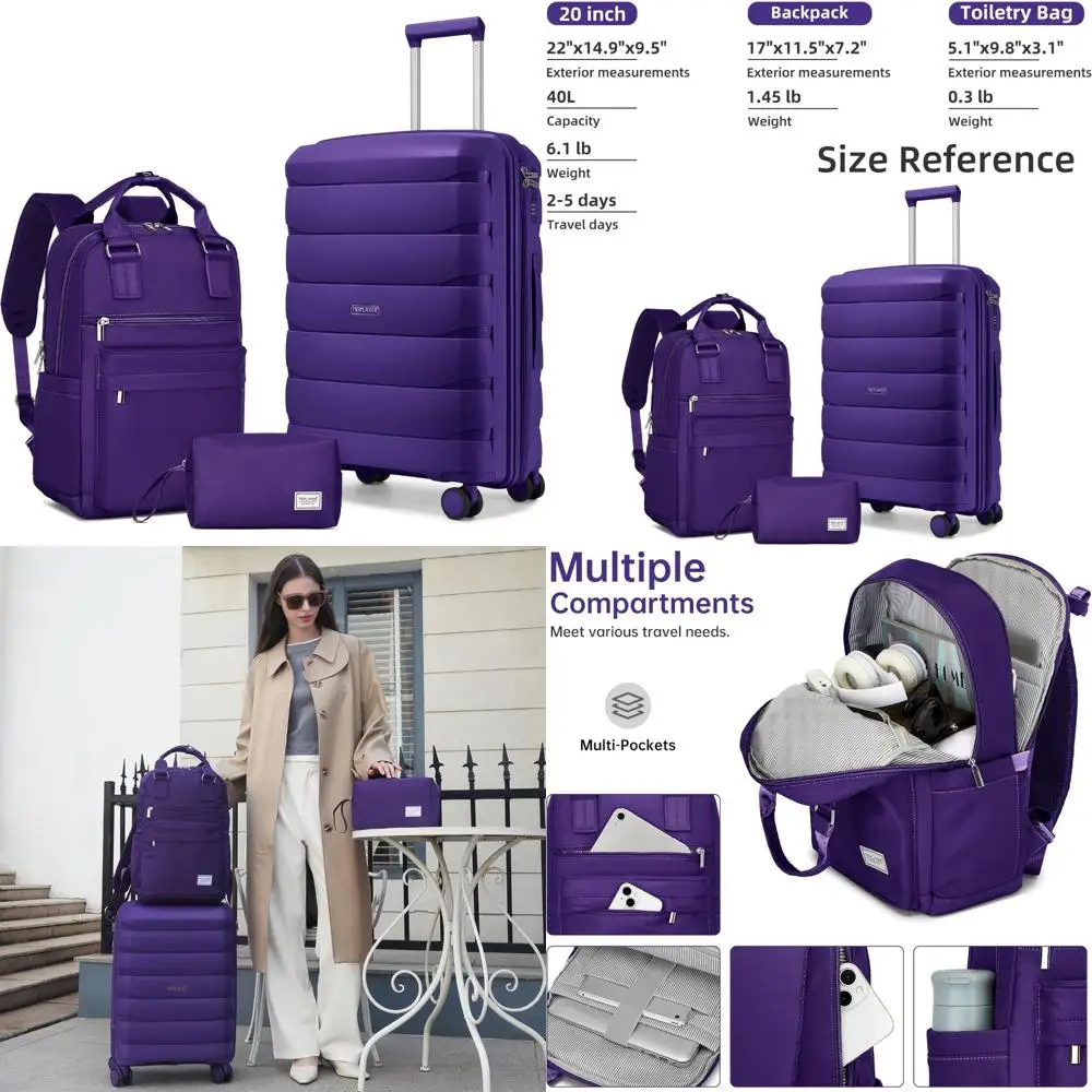 Spinner Wheels Hardshell Carry-On Luggage, 22 Inch Polypropylene Suitcase, Airline Approved, Travel Essential
